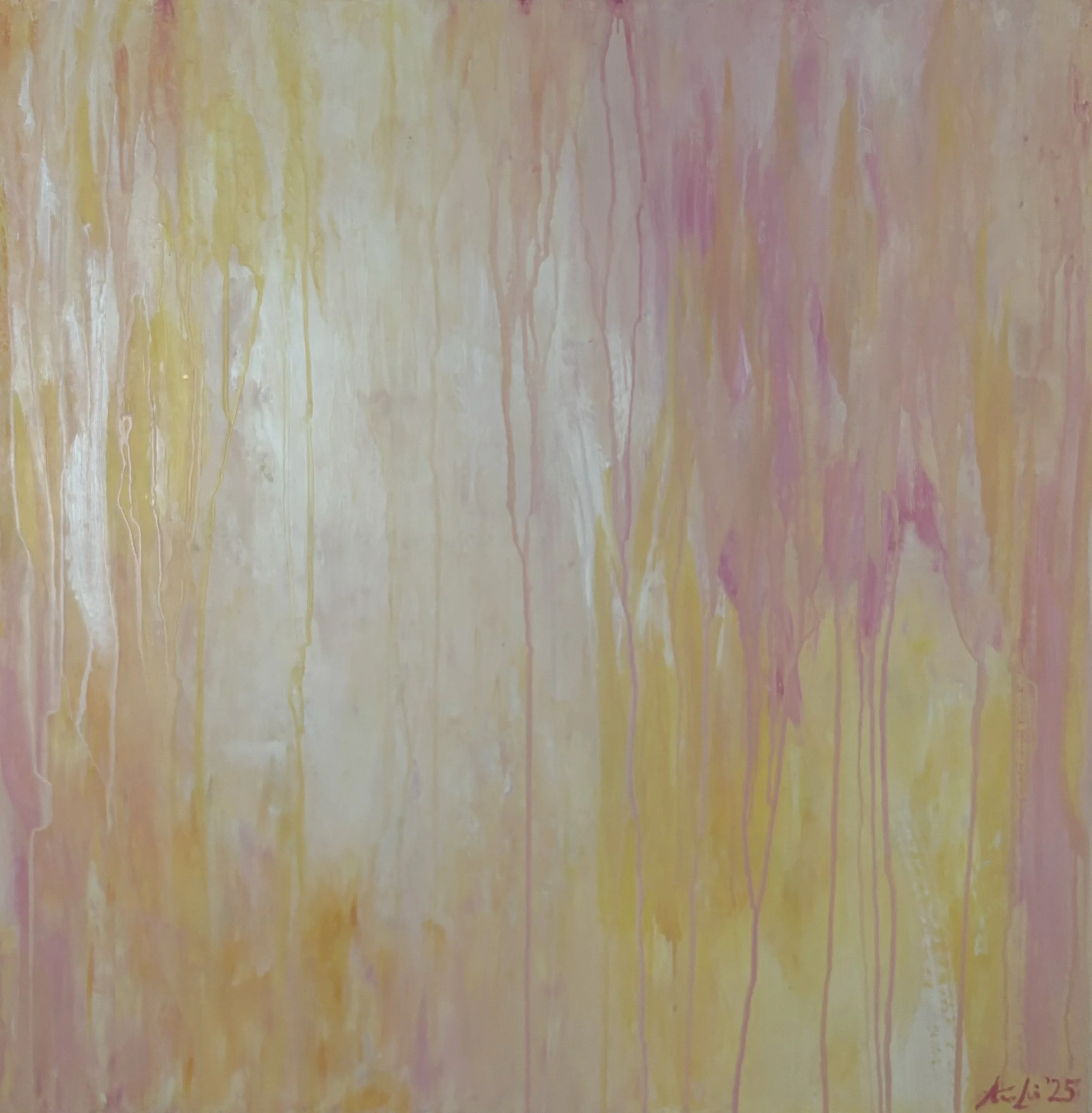 Abstraktes Bild in Rosa- und Gelbtönen mit Verlauf