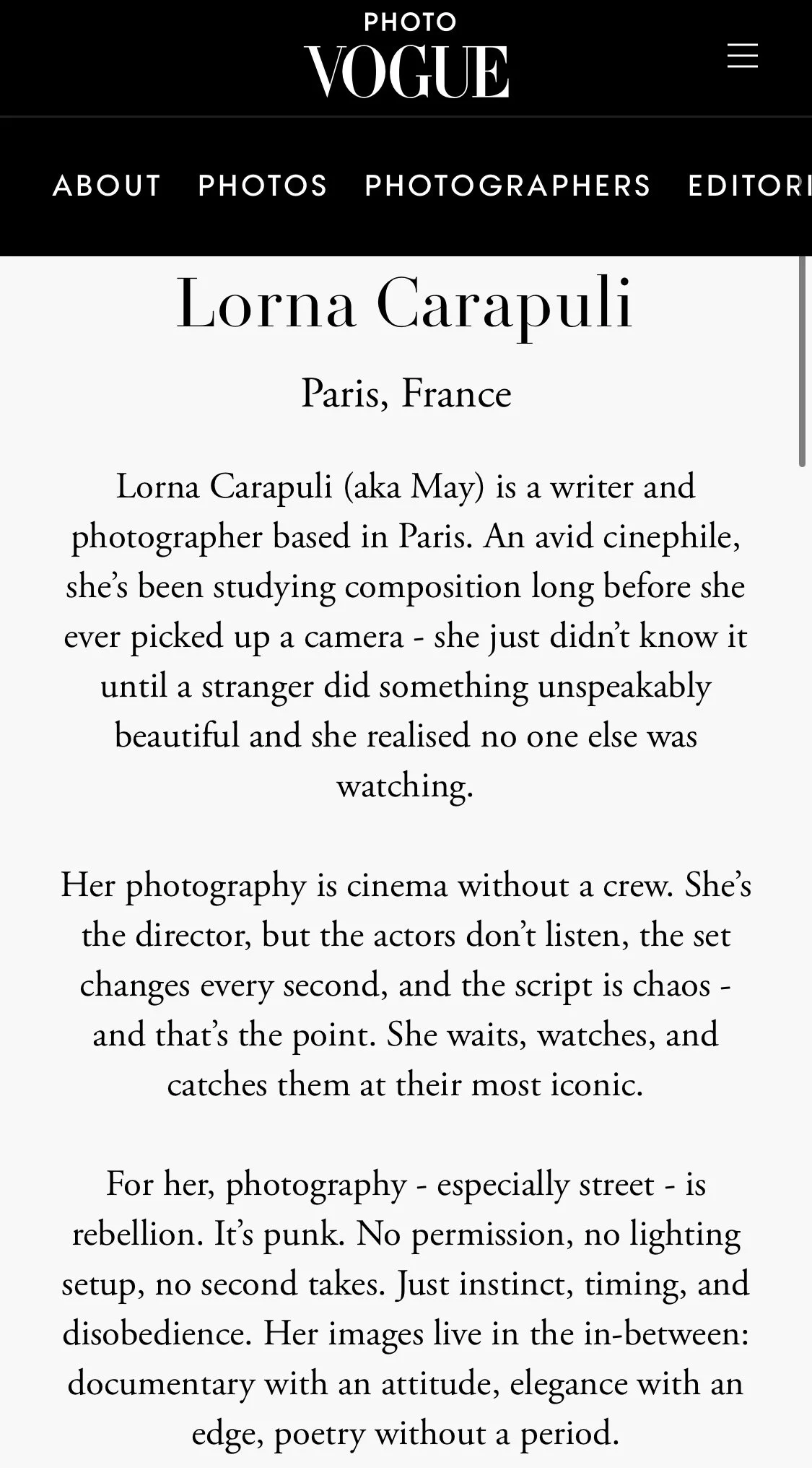PhotoVogue official contributor profile