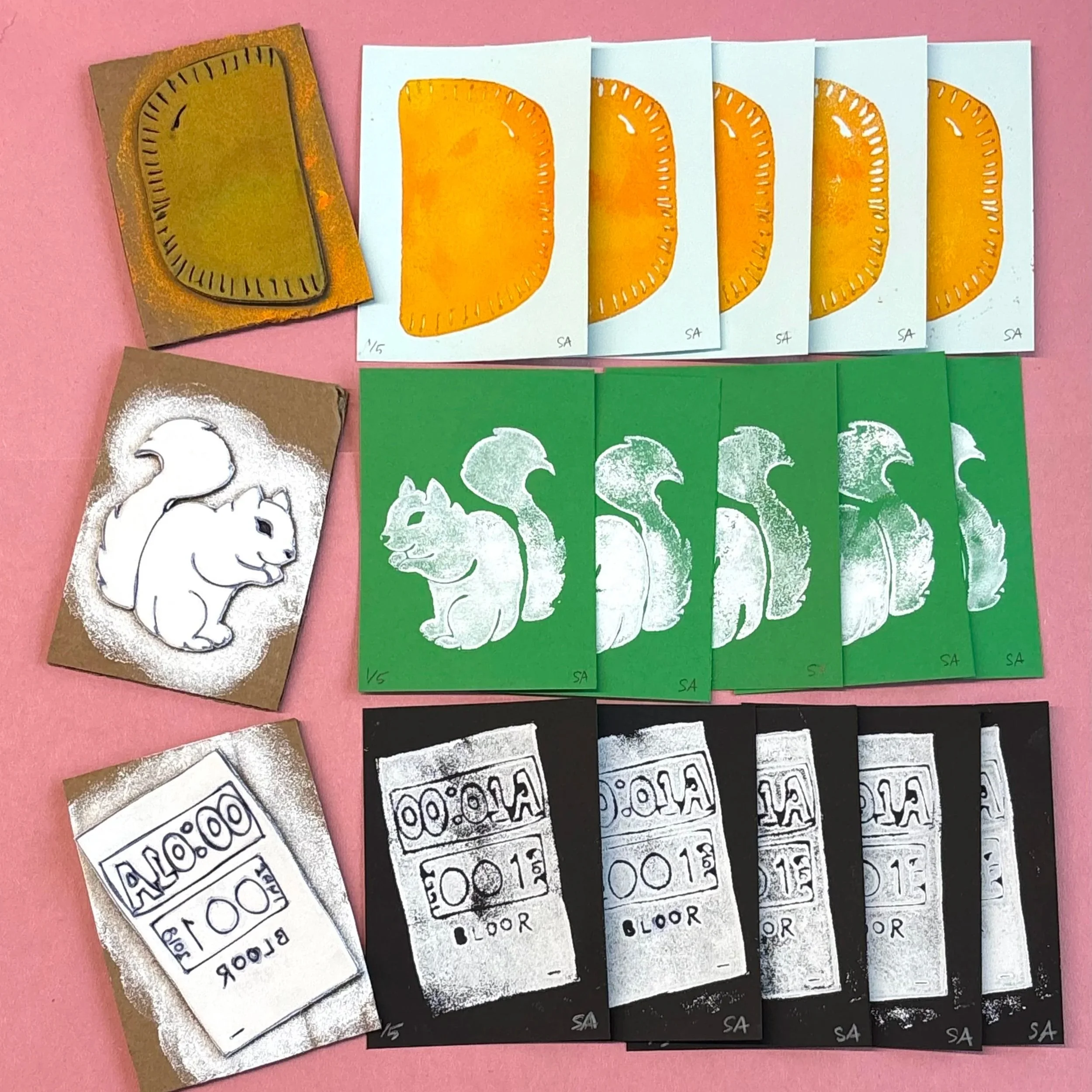 Art Social at The Bentway: Toronto Trading Cards - foam block printing