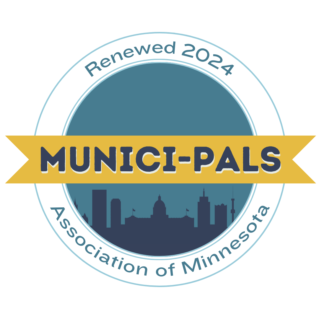 Logo for Munici-Pals Association of Minnesota, stating Renewed in 2024.