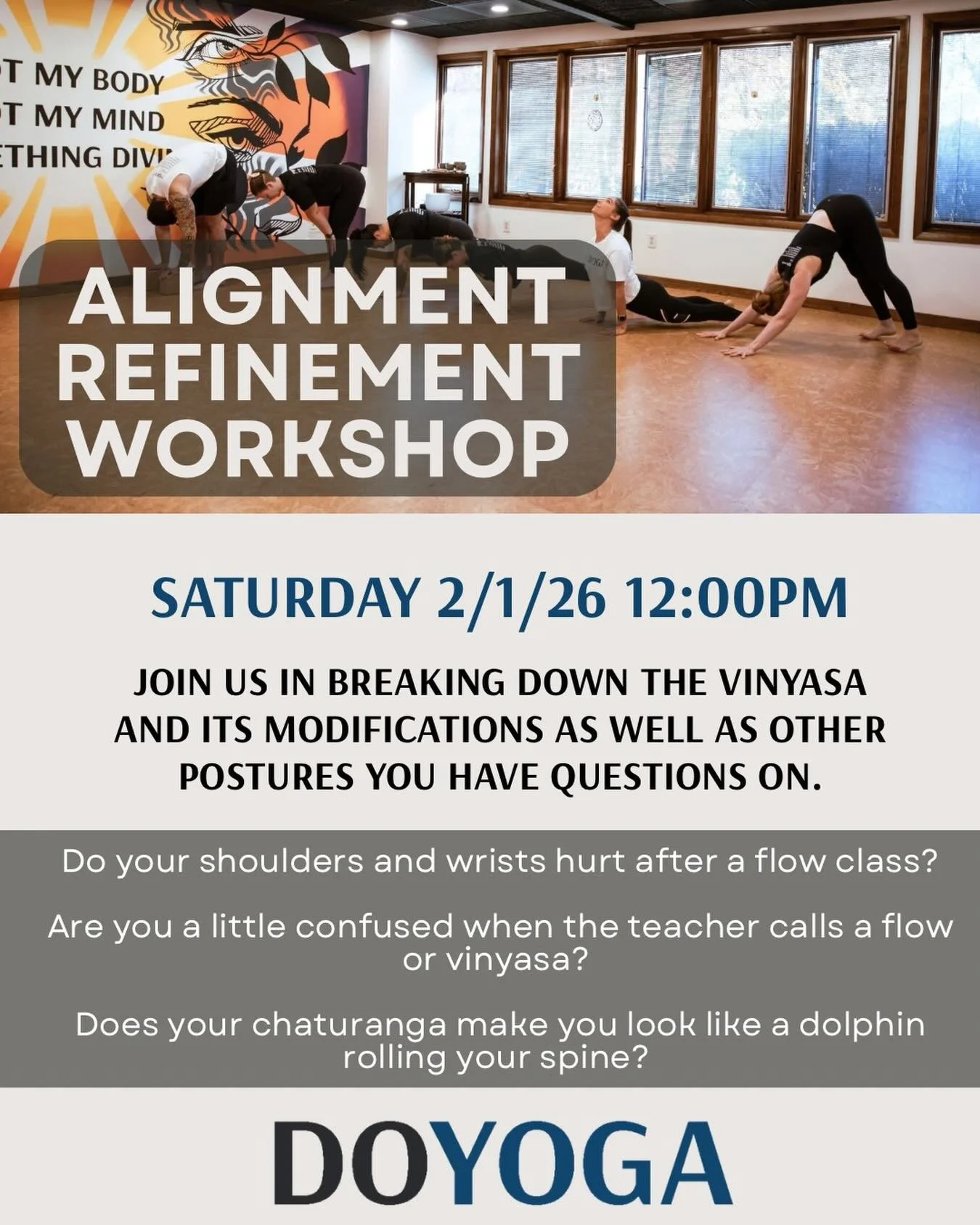 You hear &ldquo;option to take the flow&rdquo; and then you&rsquo;re moving off vibes until the teacher talks again.  Let&rsquo;s break it down!

We will break down the Sun Salutation/vinyasa/flow and bring any other questions you have!! 

Shannon wi