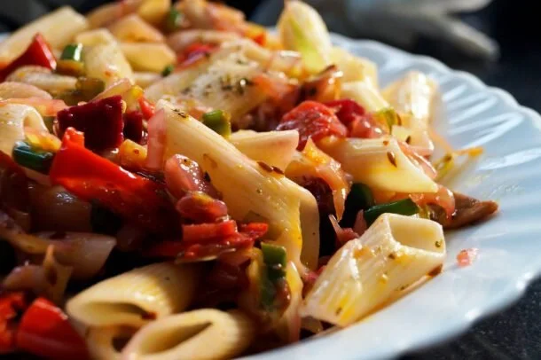 pasta salad on a plate