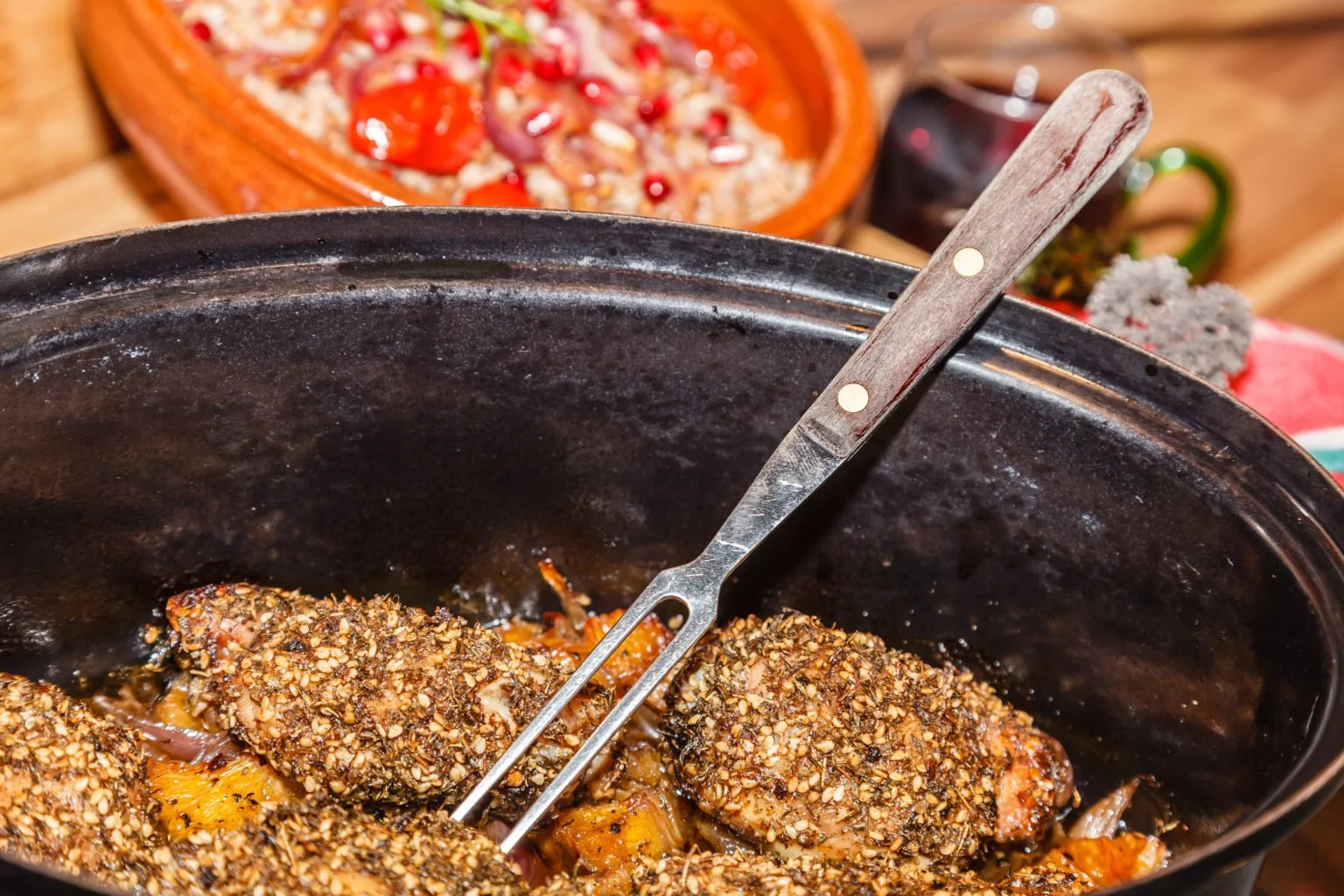 Za'atar chicken in a pot