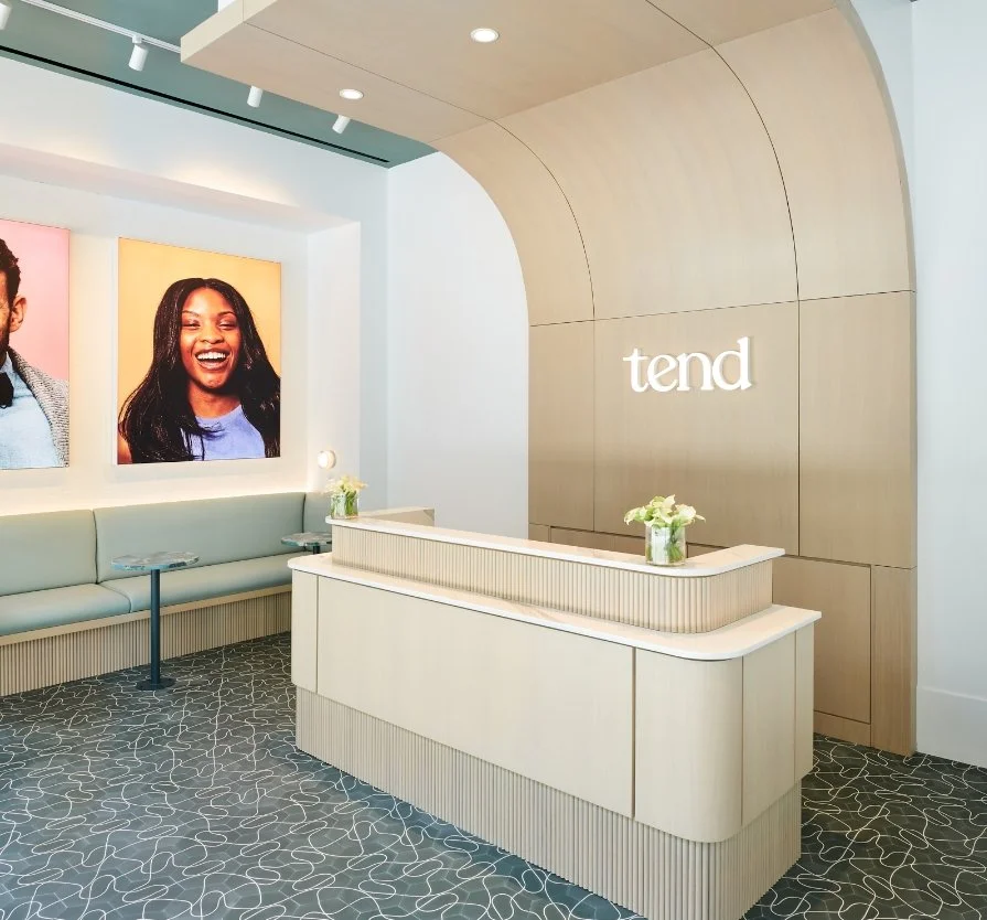 Tend DC Downtown dental clinic reception area construction management project by O’Leary Group.