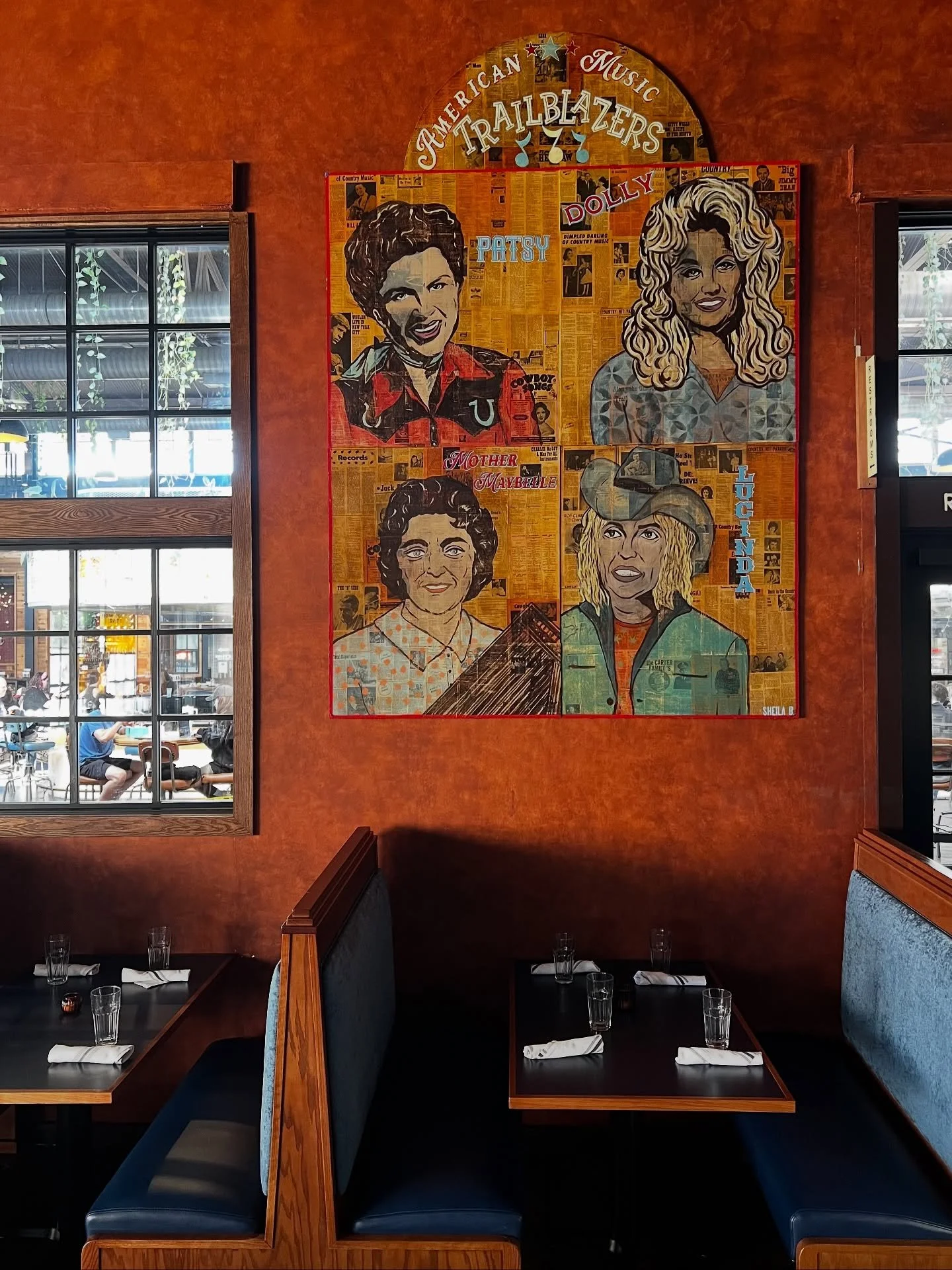We&rsquo;re star struck by this brand new art on the wall from visionary artist Sheila B (@nashvillegirrl)! 🤩

She pays homage to the trailblazing women of American music using mixed media such as upcycled vintage country music magazine clippings.&n