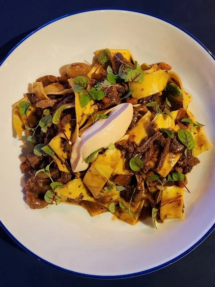 It&rsquo;s beginning to look a lot like Christmas!! 🌲⁠
⁠
One Chef&rsquo;s Special for this holiday season is a fresh pappardelle with braised lamb ragout, charred cipollini onions, grilled heirloom cherry tomatoes, and caramelized cauliflower pur&ea