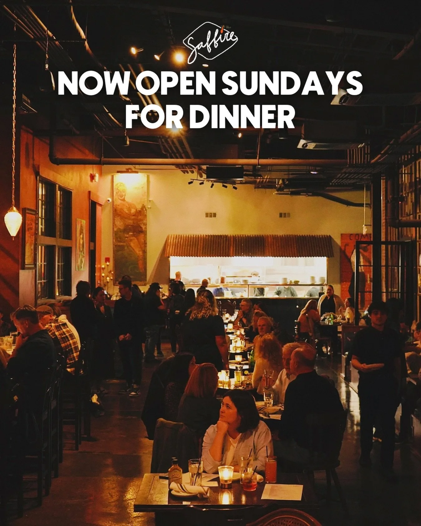Fight the Sunday scaries with Saffire!⁠
⁠
Starting this Sunday March 1st we will now be open for dinner and to celebrate we&rsquo;re offering all-evening happy hour every Sunday in March! That means 2 for 1 draft beers, and all house wines and house 