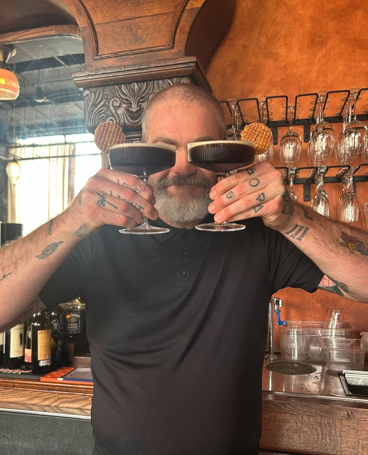 I only have eyes for the Honest Espresso Martini! ☕️ 🍸️⁠
⁠
These drinks start with espresso from @honest12south , vodka, coffee liqueur, salted caramel, and garnished with stroopwafel. ⁠
⁠
⁠
⁠
⁠
⁠
#espressomartini #craftcocktailfranklin #factoryatfr