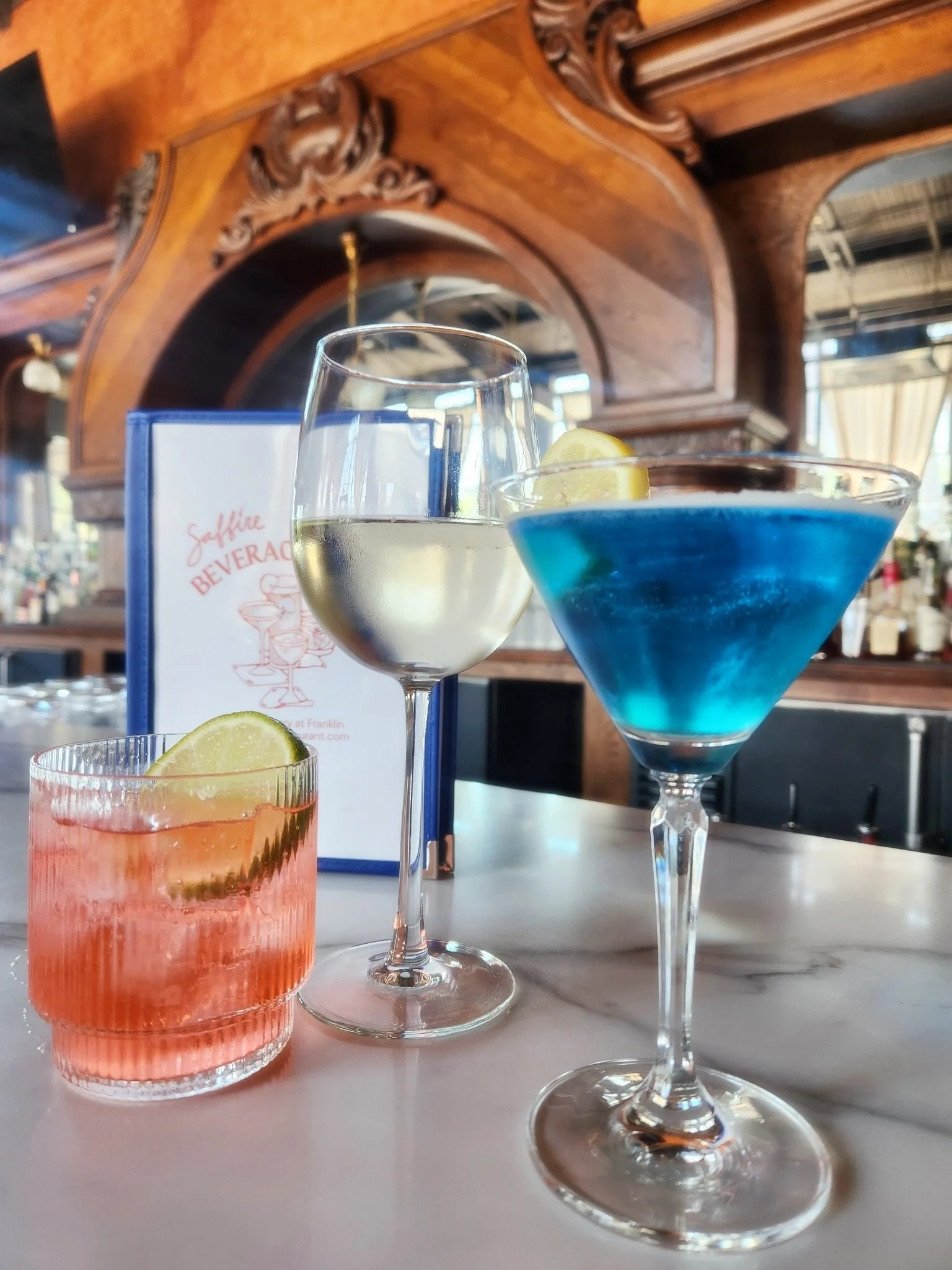 Join us at our historic bar and cheers to 250 years of USA! 🇺🇸 We have your red, white, and blue. (Raspberry Margarita, white wine, and a Saffire Martini)

Serving a special holiday dinner menu starting at 3pm, with all day oyster happy hour, it&rs