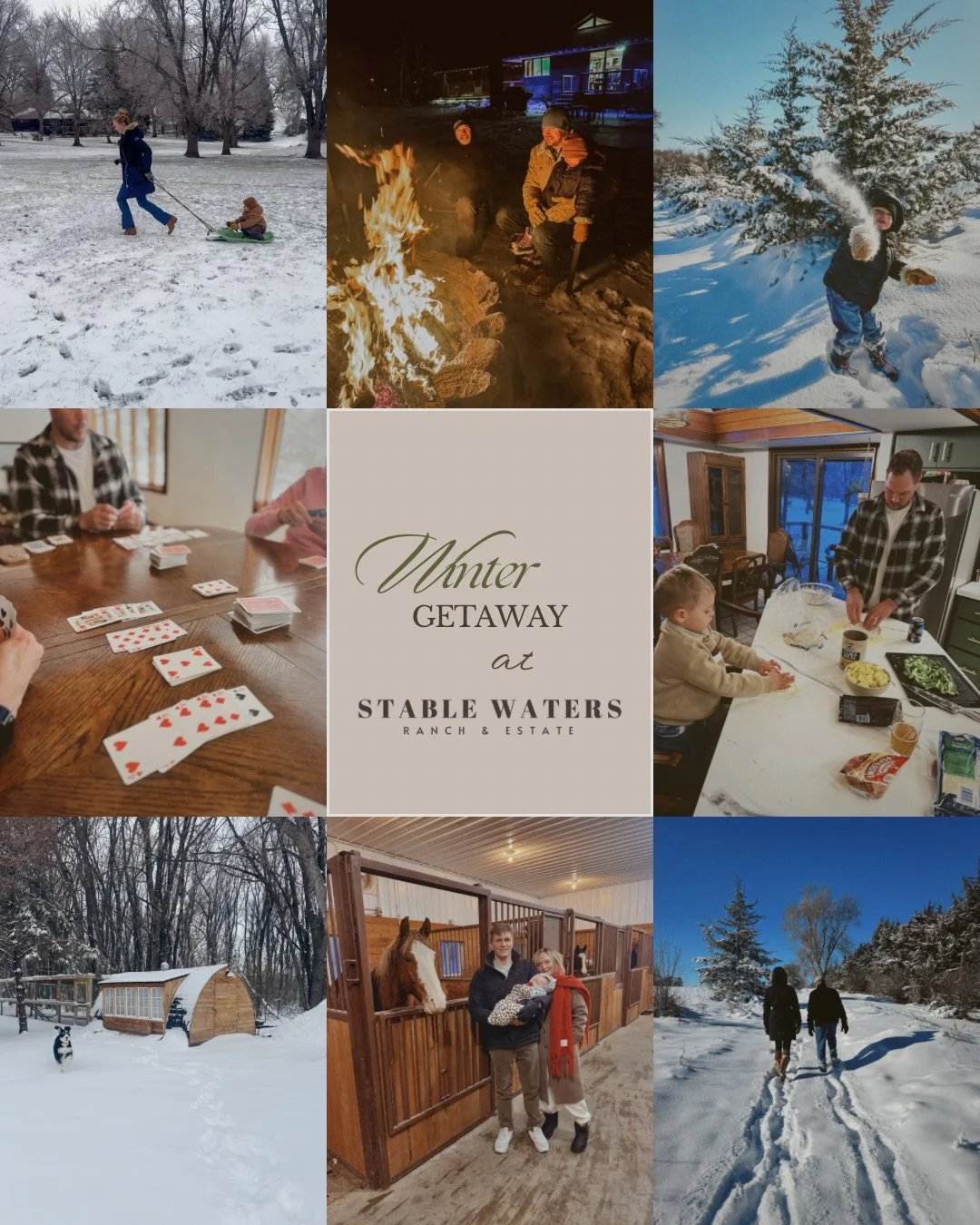 ❄️✨ A little glimpse into a family weekend stay at Stable Waters&hellip; snow-dusted adventures, family games, cooking together,  a beautiful cozy home, &amp; room for everyone to breathe.
Your family&rsquo;s perfect winter getaway is waiting at Stab