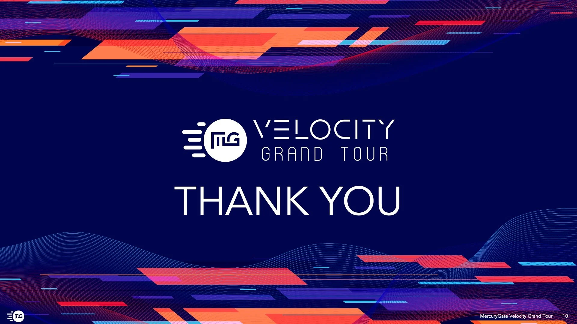 Velocity Grand Tour: A PowerPoint template created for a customer event at an indoor racing facility. Background textures evoke the forward motion of the race.