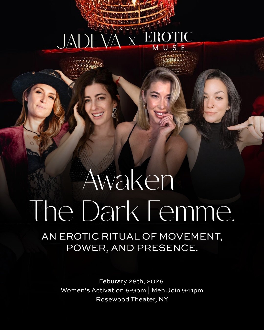 Erotic Muse x JADEVA NYC ✨
A night of pleasure, power + presence.

Guided activation, sensual movement, ritual &mdash; to release shame and reclaim desire.

Featuring four transmissions:
@katyaslife &mdash; Opening Ceremony + Breathwork
@stephaniered