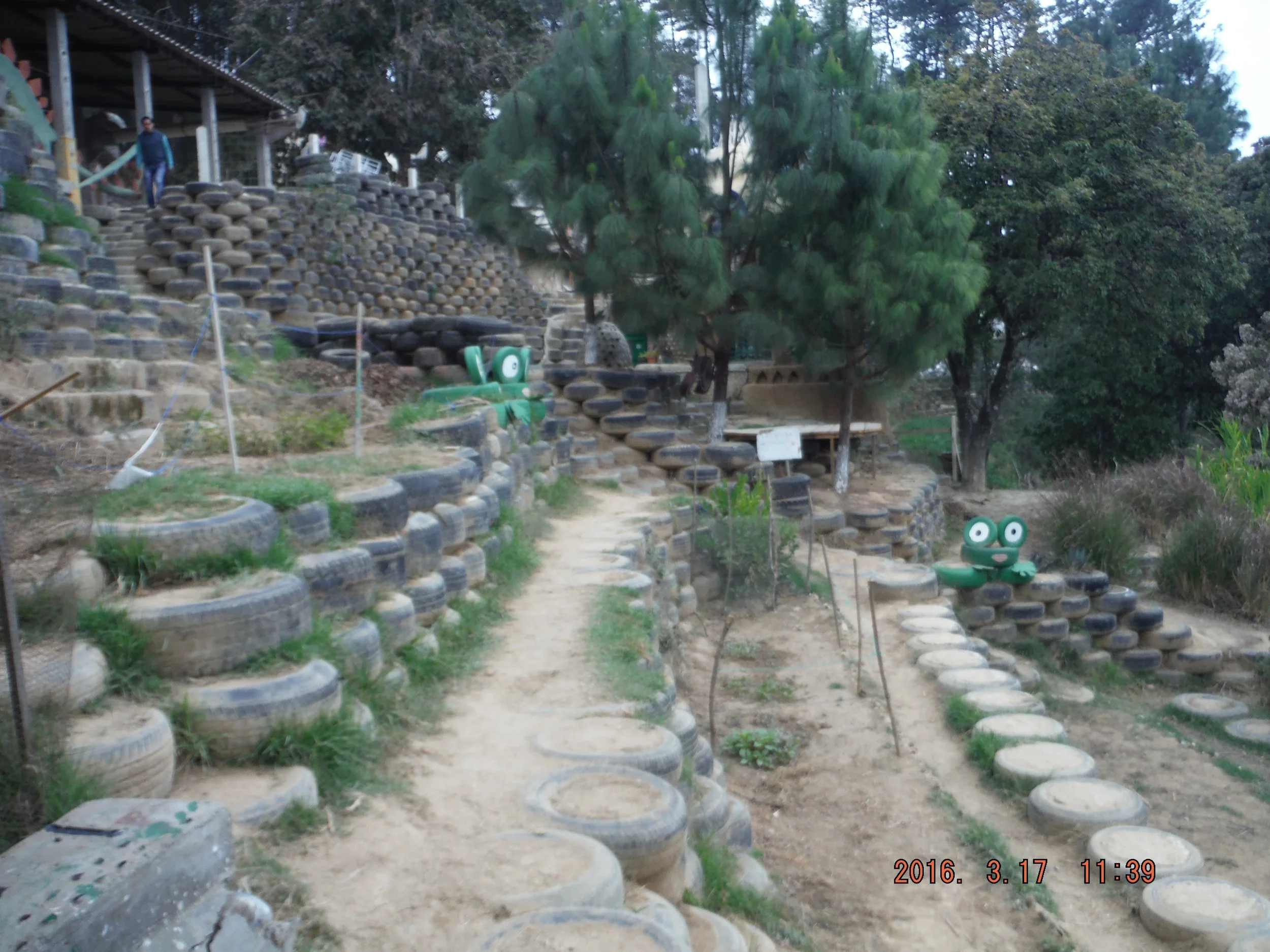 Upper Platform Tire Retaining Wall