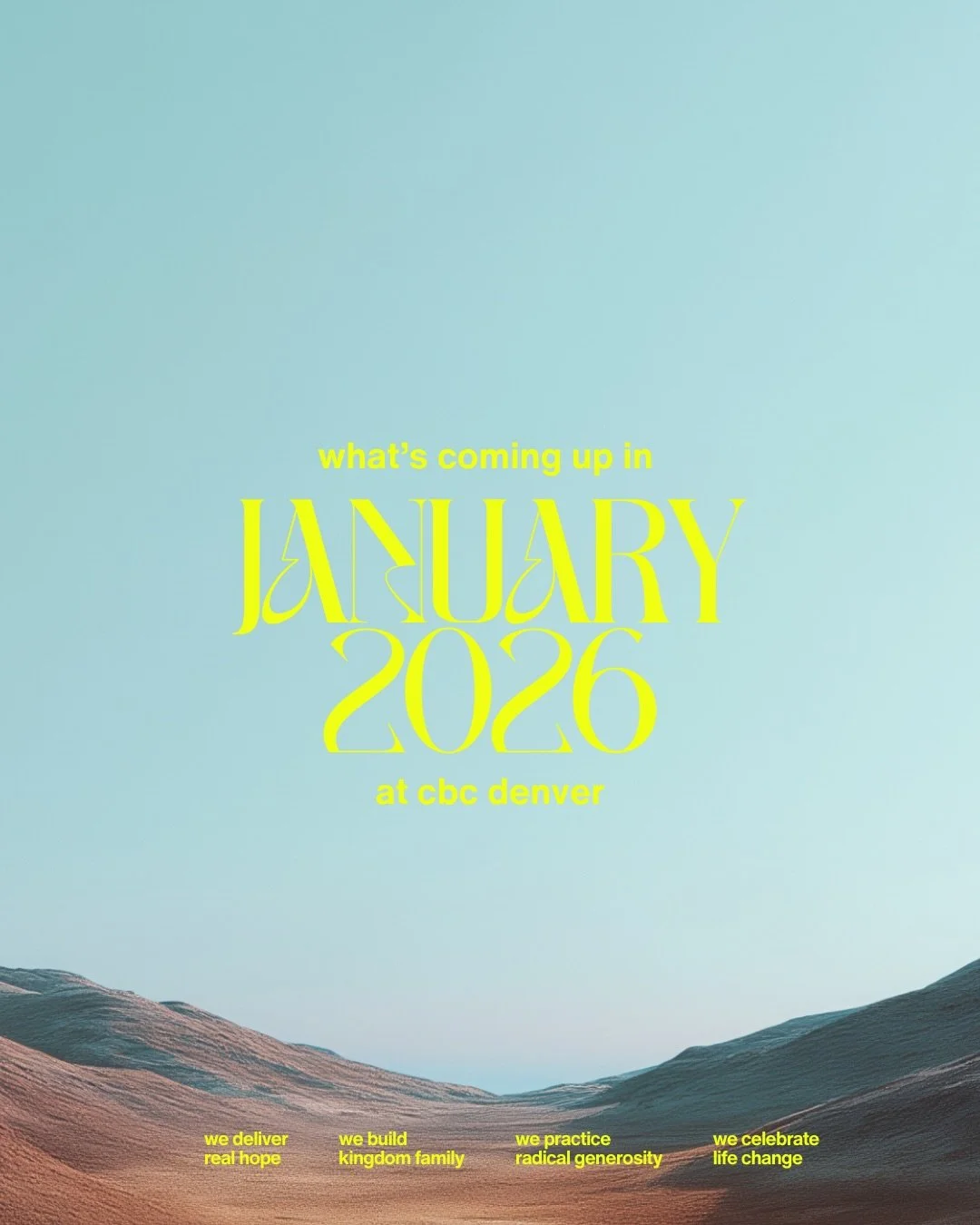 JANUARY 2026 🚀 

Upcoming:
+ 21 Days of Prayer and Fasting
+ Preview Sunday
+ Crew Track
+ LAUNCH DAYYYY⚡️

For more info:
See link in bio or cbcdenver.com/events.
