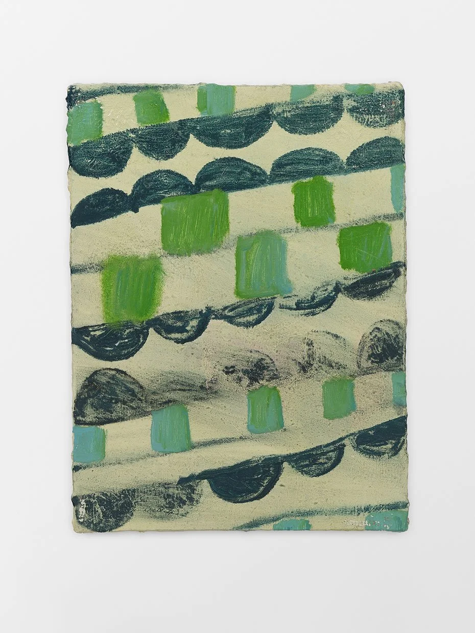 Decade, 2024-26, oil on burlap on panel, 12 x 9 in.