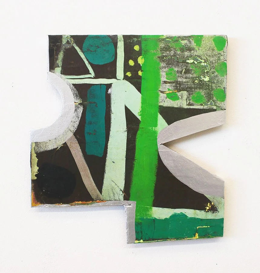 Breathe, 2015-2020, acrylic, oil, and silver pigment on panel, 14 x 13 in.