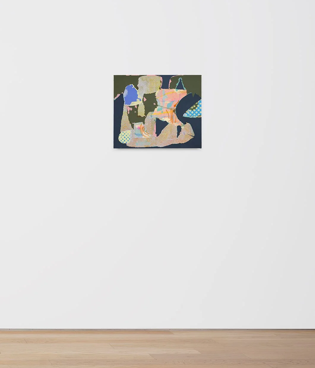 Known Stranger, 2024, Floor view, acrylic, gouache, flashe and kozo on canvas, 18 x 20 in