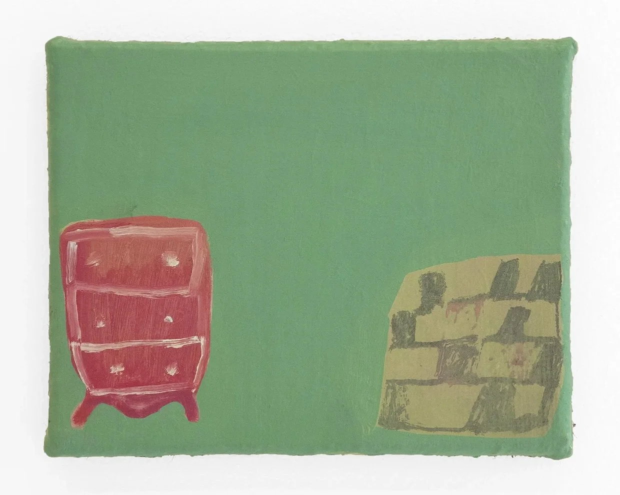 Dresser, 2026, oil on burlap on panel,  8 x 10 in