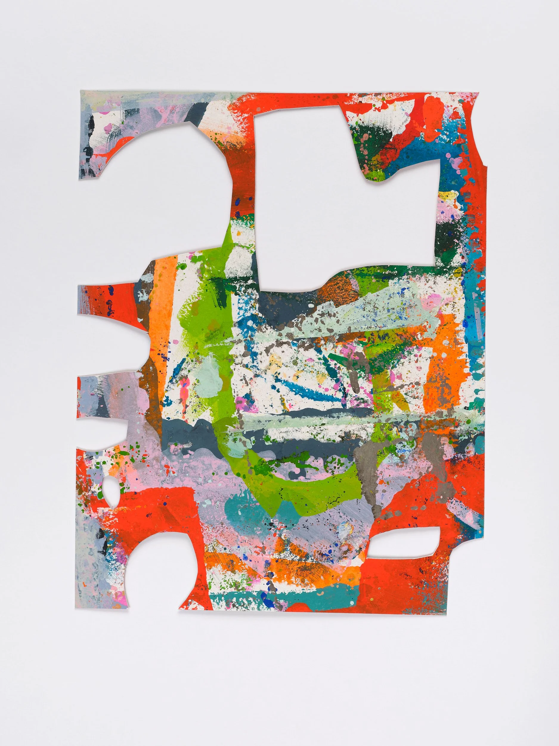 Below Sound #18a, 2025, acrylic, 
gouache, flashe on paper, 10 x 8 in.