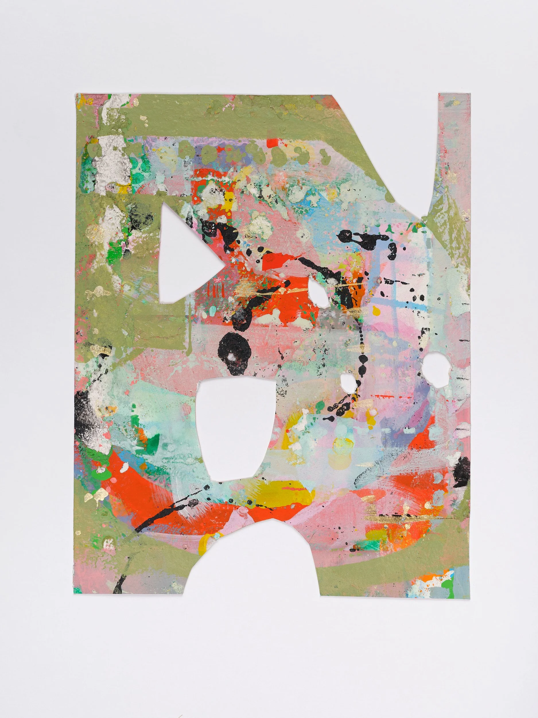 Below Sound #15a, 2025, acrylic, 
gouache, flashe on paper, 10 x 8 in.