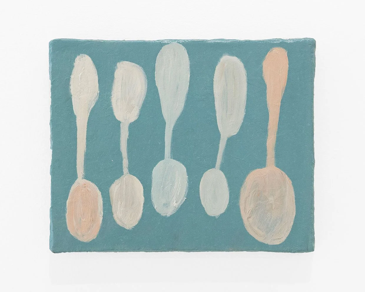 Spoons, 2026, oil on burlap on panel,
8.5 x 10.5 in