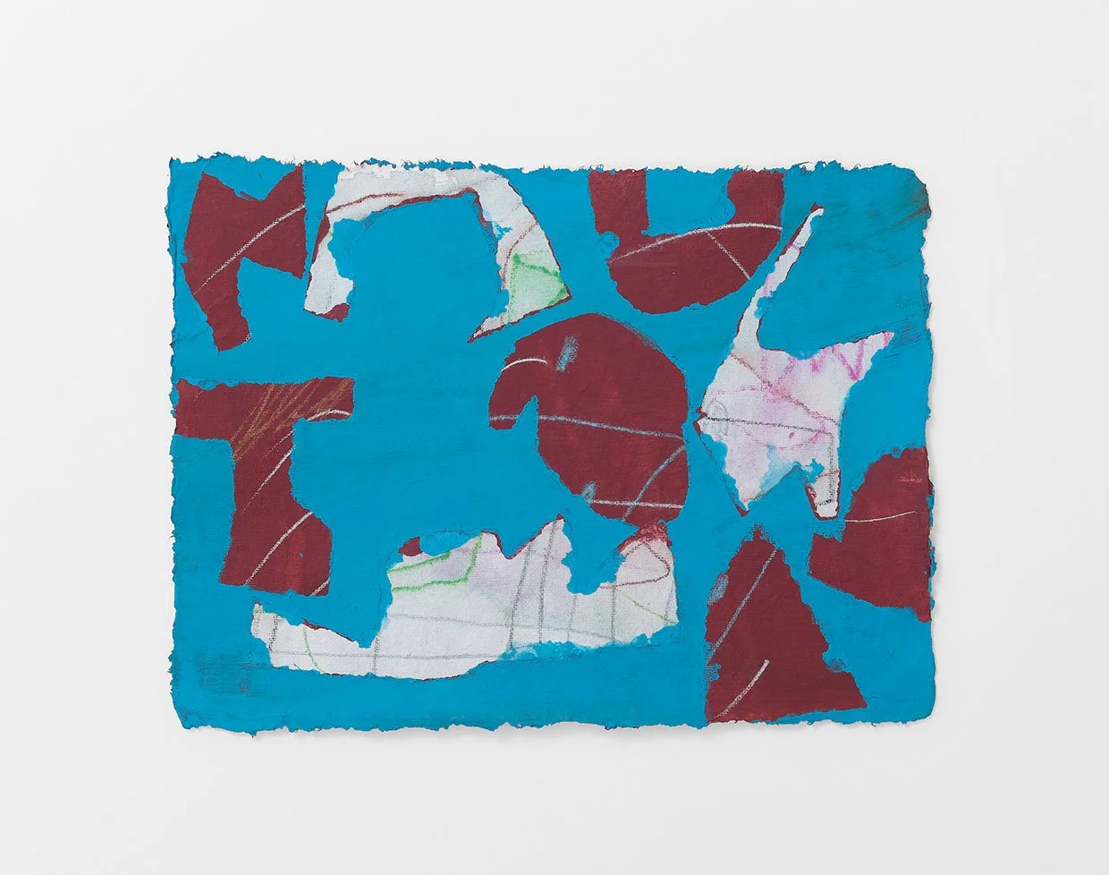 #7 BCerulean, 2024, acrylic, gouache, flashe, pencil on paper 7.5 x 10 in.