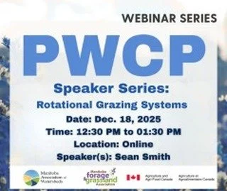 🌾 PWCP Speaker Series &ndash; December 18🌾

Title: Rotational Grazing Systems

💬 PWCP Speaker Series session focused on rotational grazing BMPs.

📅 Date: December 18, 2025

🕐Time: 12:30 PM &ndash; 1:30 PM CST

📍Location: Online

🎤Speaker: Sean