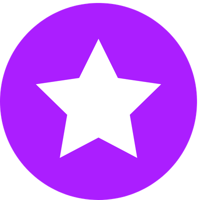 White star inside a purple circle.