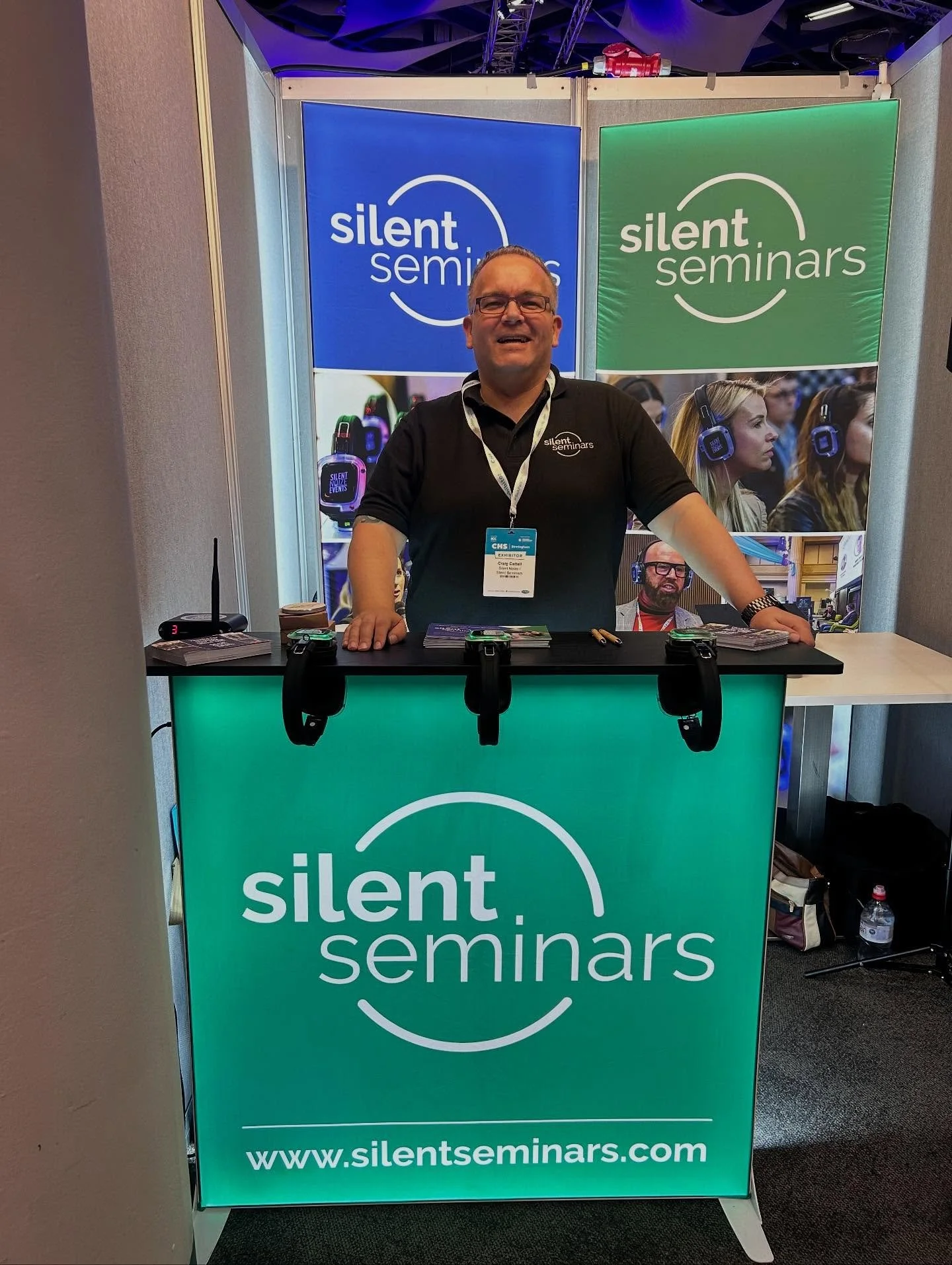 And we are off&hellip; our amazing Craig has prepped theatre headsets and our stand, and is ready to greet you at @chs_group in #birmingham at the #icc today. We have already reunited with our friends at @wearenowie and @lighthouseeventsuk AND,&helli