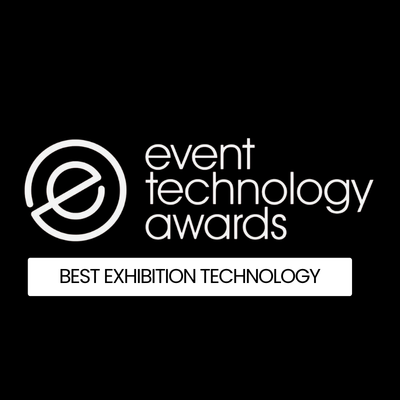 Event Technology Awards logo with 'Best Exhibition Technology' category on a black background.