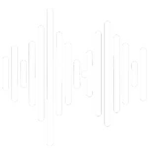 White sound wave pattern on a black background.