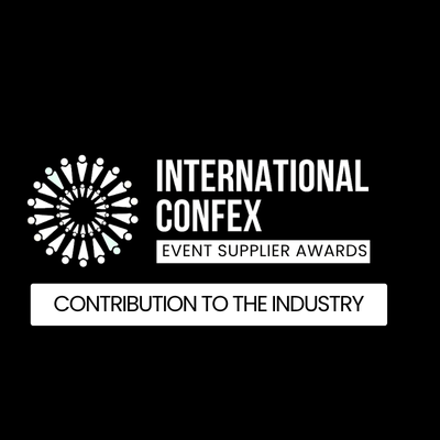 Logo for the International Confex Event Supplier Awards with the tagline 'Contribution to the Industry'.