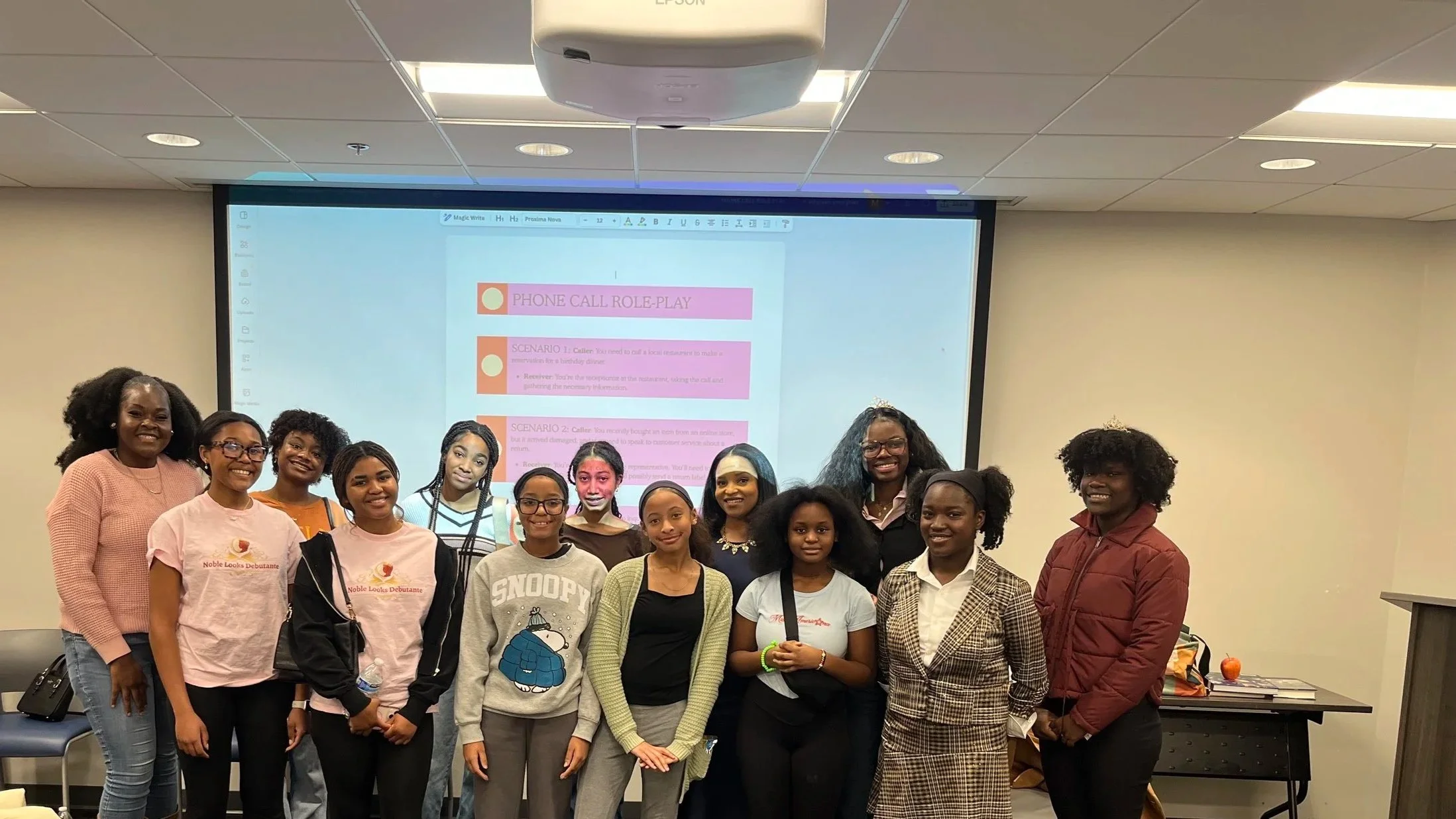 Group photo with Etiquette Coach- Margo Gray and Debutantes