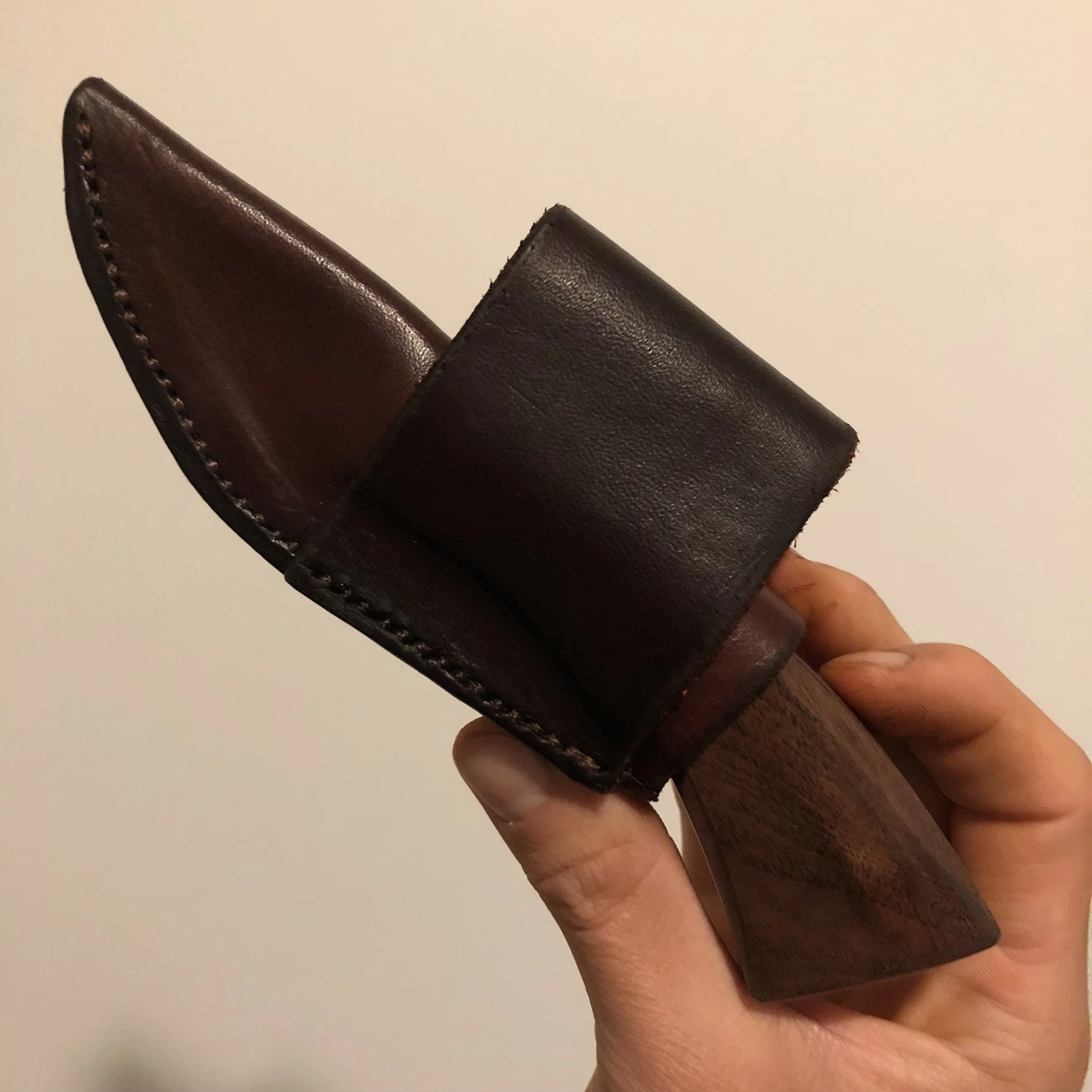 First successful Damascus Knife Inside Handmade leather Sheath