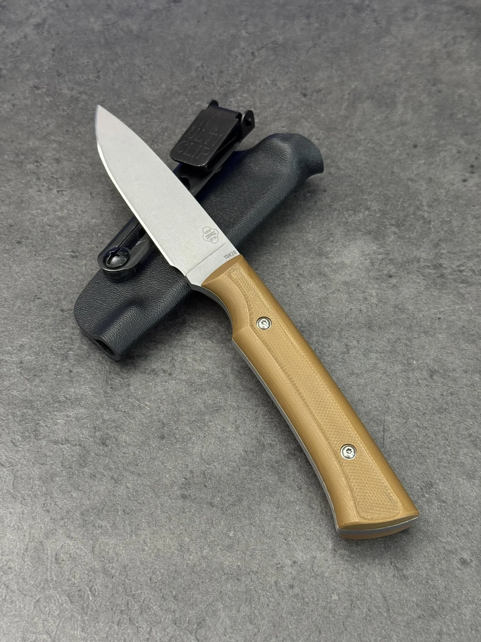 Finished Beta β Knife: Removable Coyote Brown G10 Handle scales