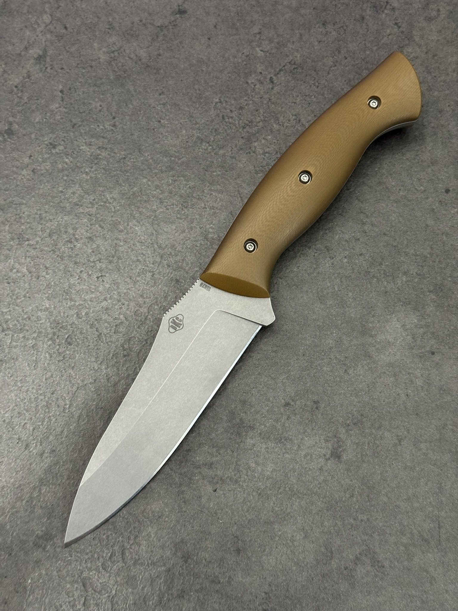 Finished ALPHA α Knife: Removable Coyote Brown G10 Handle Scales