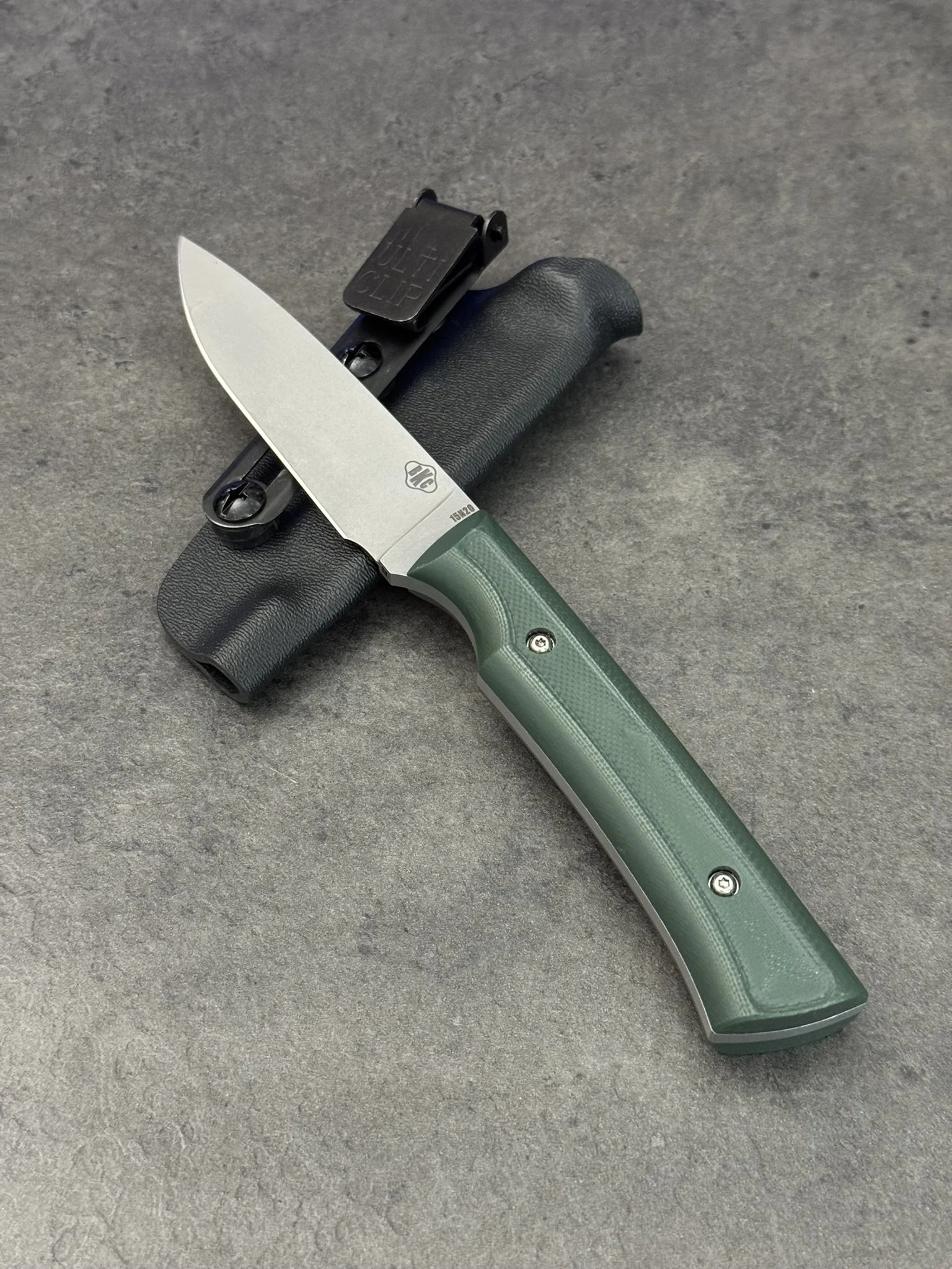 Finished Beta β Knife: Removable OD Green G10 Handle scales