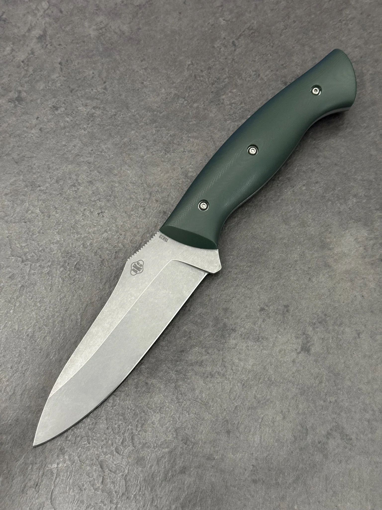 Finished ALPHA α Knife: Removable OD Green G10 Handle Scales