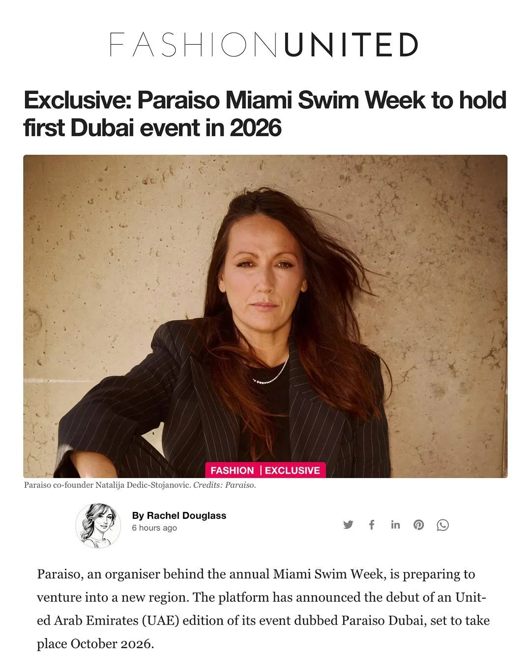 We are excited to announce that Paraiso Miami Swim Week will host its first Dubai event, PARAISO Dubai in October 2026 aligning dates with @sandtradeshow and present Spring Summer collections focused on resort wear and luxury lifestyle.