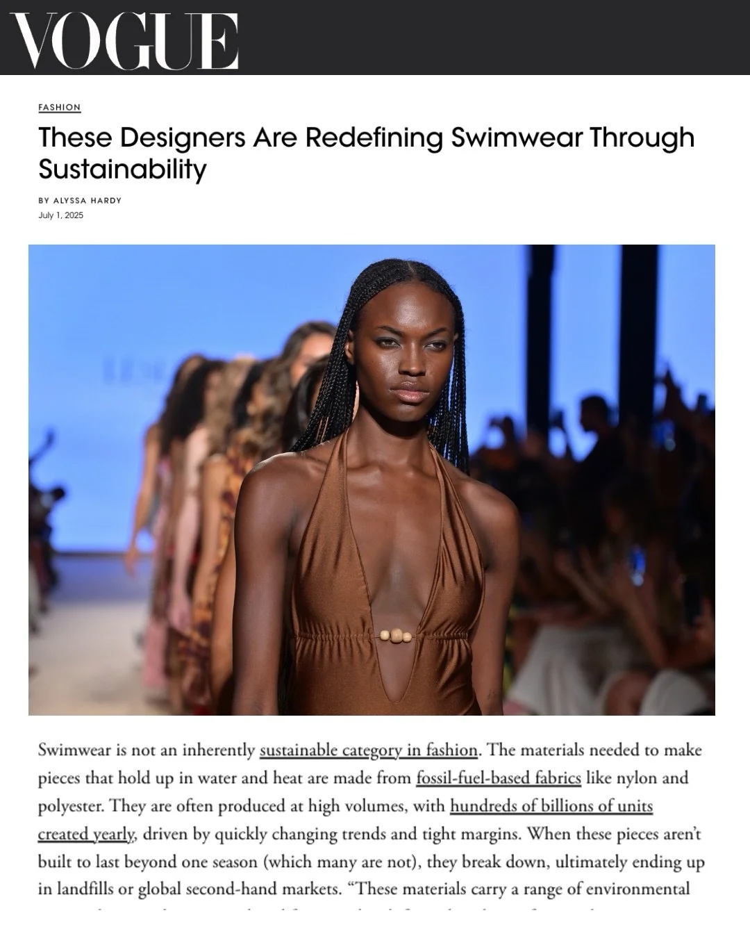 @stopalyssatime on The Designers That are Redefining Swimwear Through Sustainability for Vogue #miamiswimweek #paraiso #fashion #sustainablity