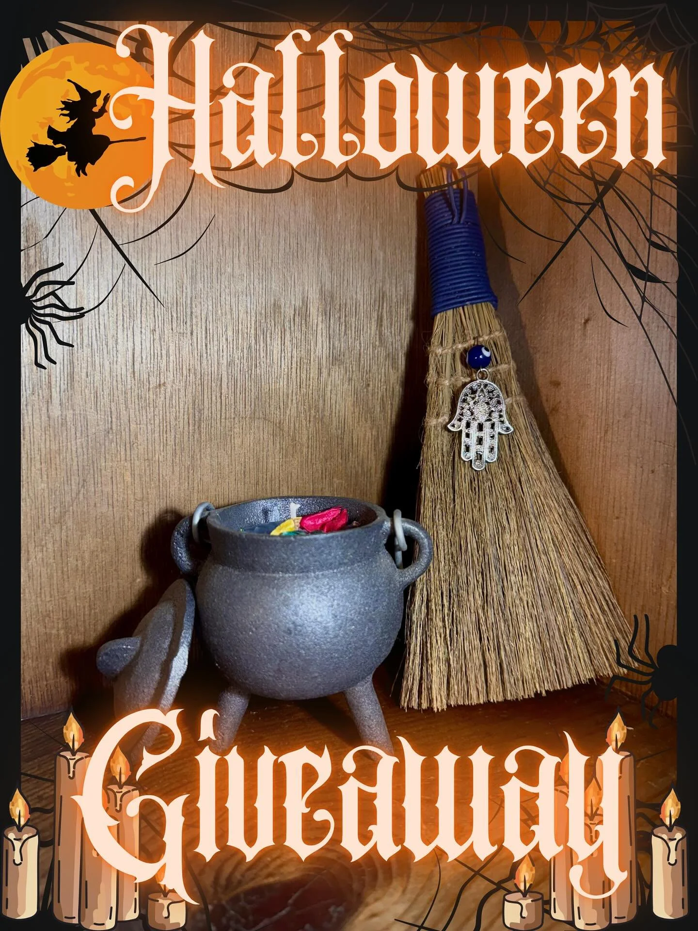 It's time for the Halloween Giveawayyyy!!! 🎃👻

This month&rsquo;s giveaway includes the cutest cauldron candle with various flower petals and essential oils to promote healing and cleansing energy. And the best part? You can use the cauldron once t
