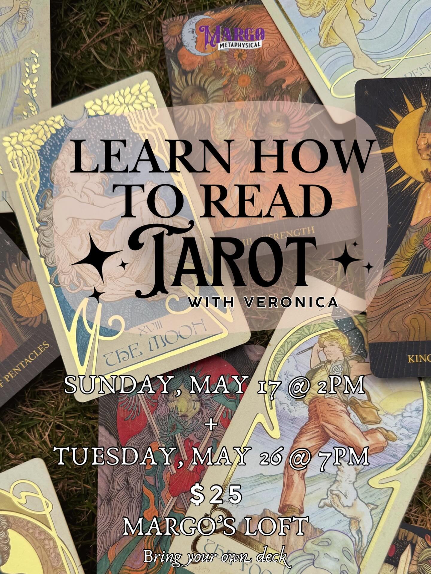 Hey everyone! It's time for more tarot classessss! 🔮 These classes are great for any beginner or anyone wanting to get more in touch with the intuitive side of tarot reading! We host our classes upstairs of the shop in Margo's Loft (with the rainbow