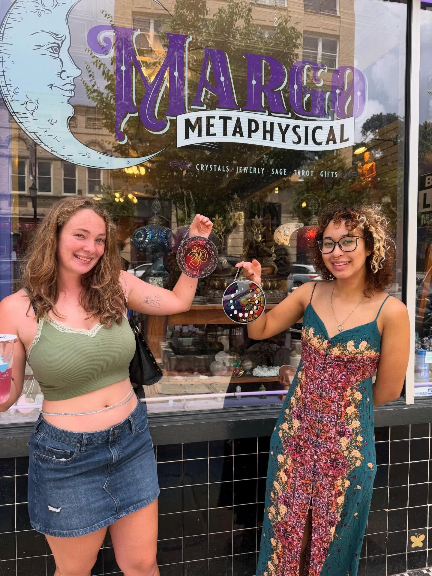 There's no better way to embrace the sunshine than with a beautiful stained glass suncatcher! We have so many styles to choose from; some witchy/pagan options, Hindu Gods/Goddesses, and of course some cutie celestial styles! ✨ Come check them out! 💜
