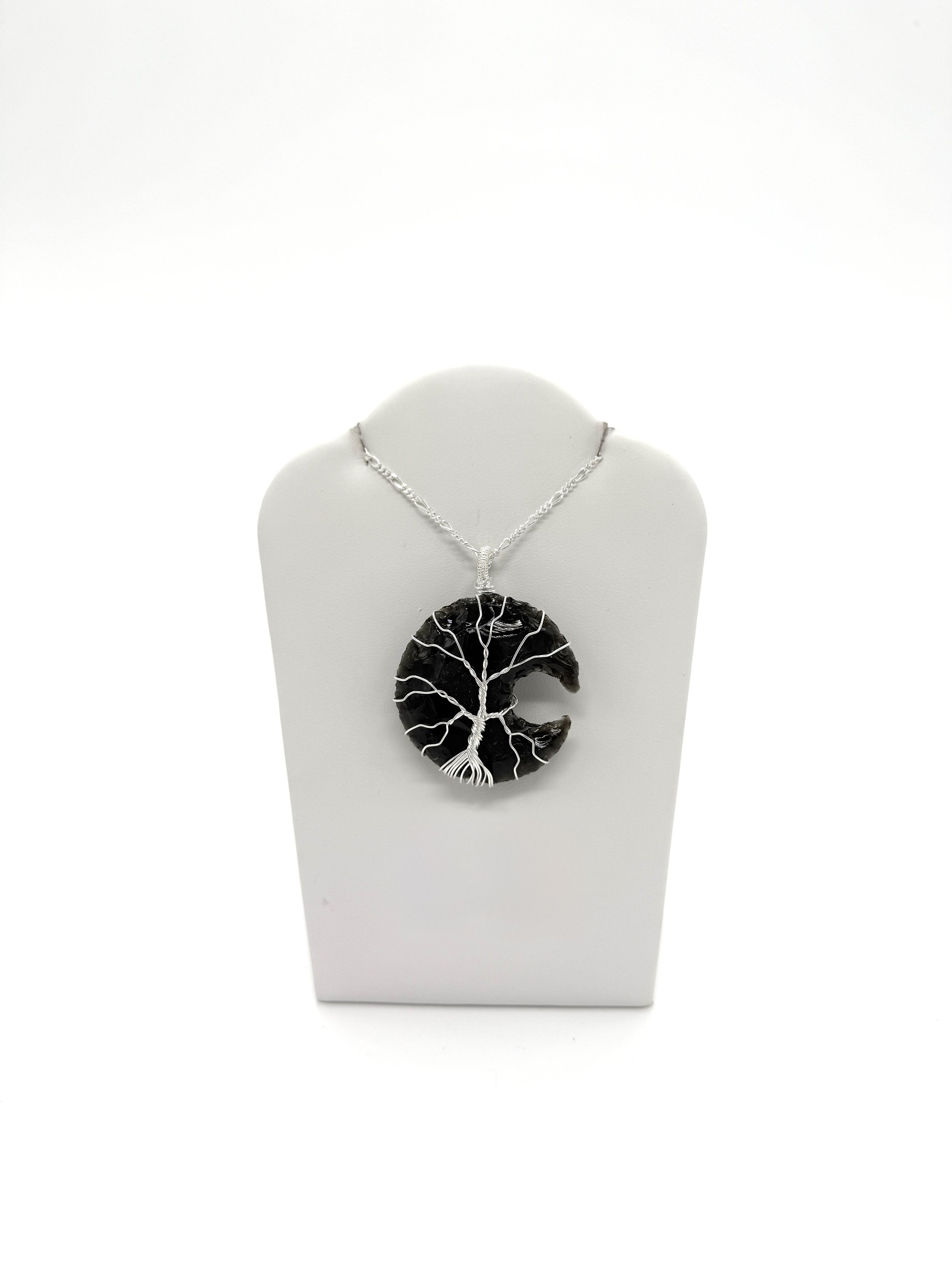 Onyx Tree of Life Moon Pendant