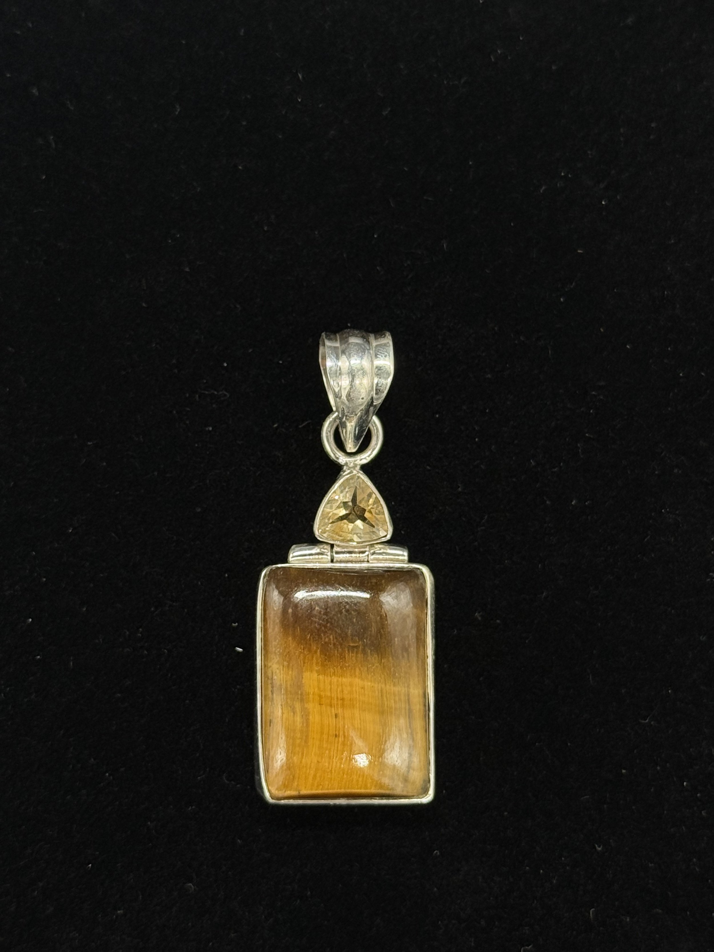 Tigers Eye and Citrine Pendant