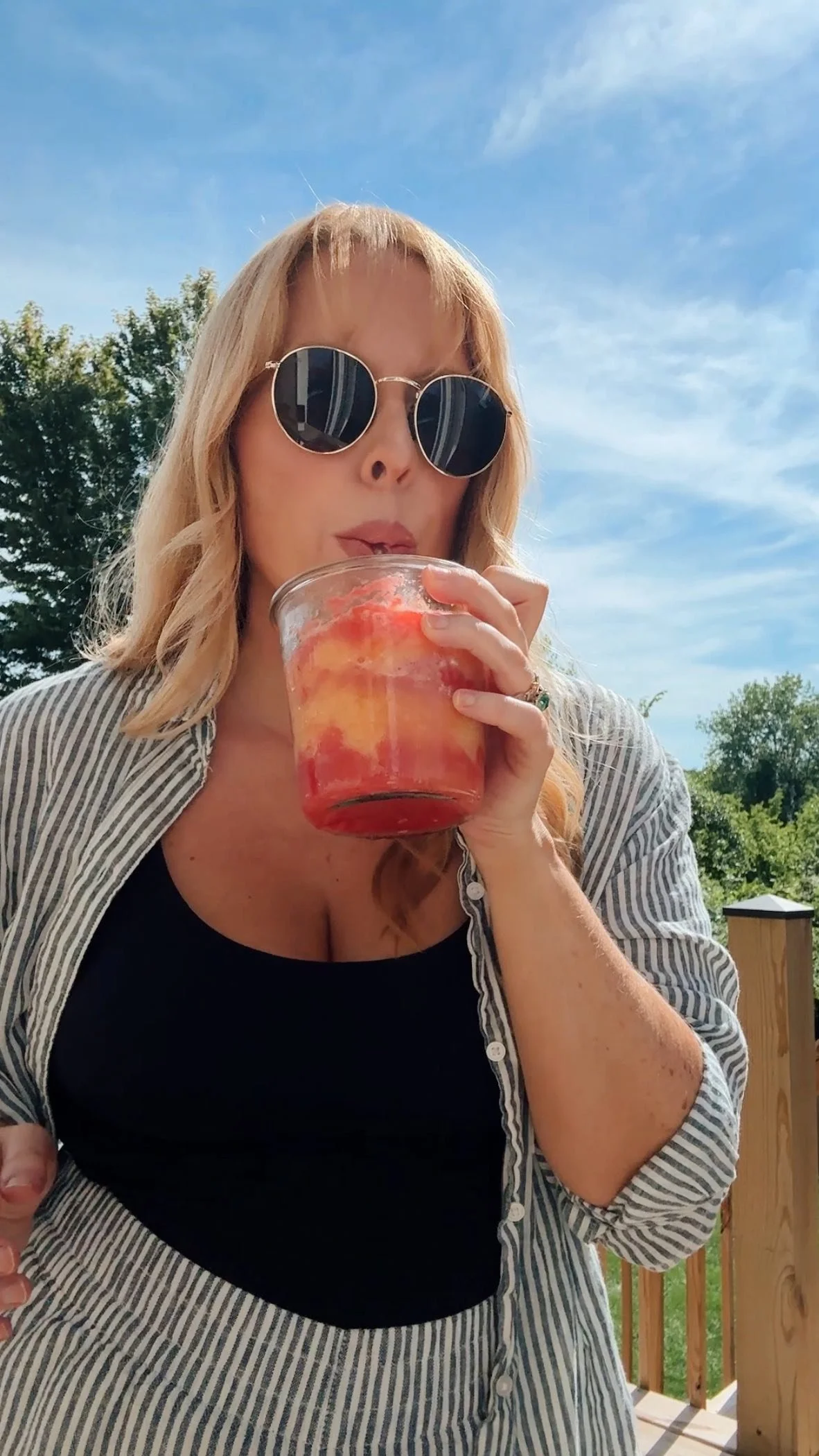 Not now honey, mommy is outside taking videos with her watermelon cantaloupe slush 🍉 🤭🍈 @henhousemarket makes it so easy to source your produce closer to home with their Buy Fresh Buy Local program featured in their ad specials every week. We stop