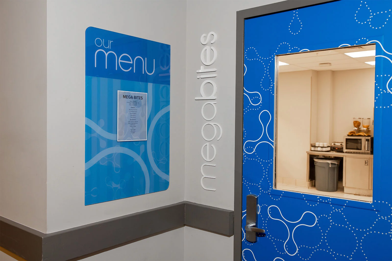 “our menu” and “megabites production design by LJ Judy