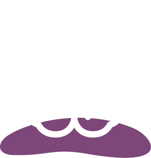 Outline drawing of a brain on a magenta oval background.