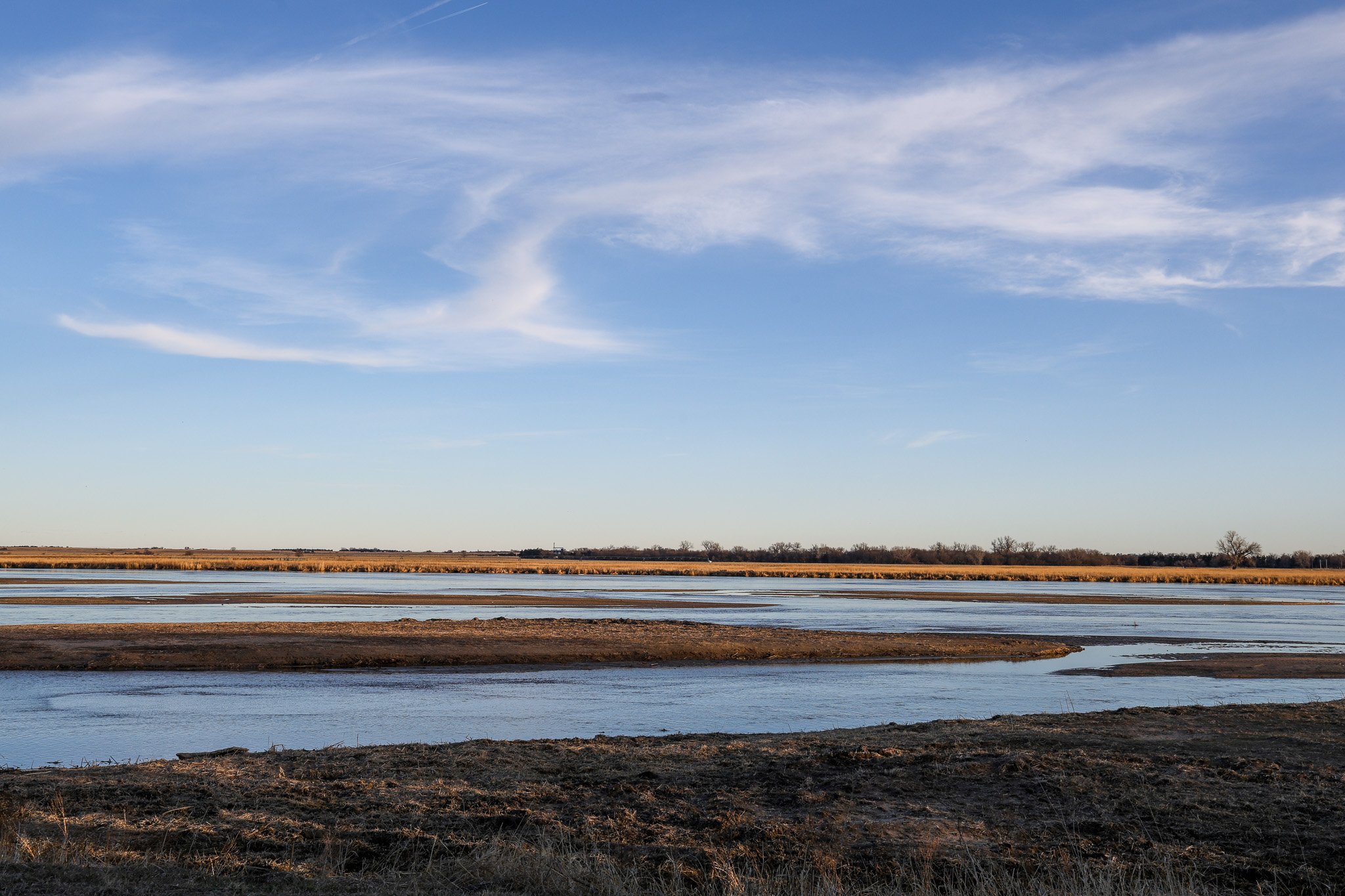 The central Platte River after the sandhill cranes have all lifted off the river for the day.
