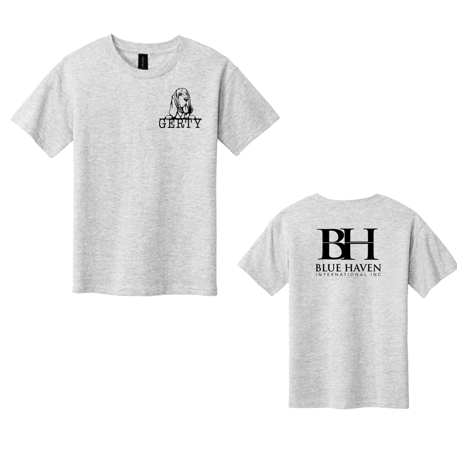 Show your support with the K9 Gerty Classic Logo T-Shirt! Featuring a detailed K9 Gerty illustration on the front and the bold Blue Haven International logo on the back, this heather grey tee combines comfort and purpose.

Details:

• Unisex fit, ava